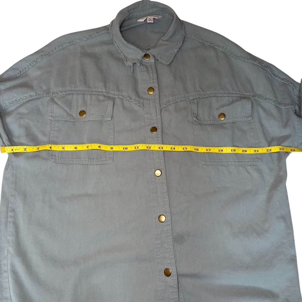 Davi & Dani Women's Frayed Hem Rock & Roll Green blue Shirt Jacket - Small - Picture 5 of 8